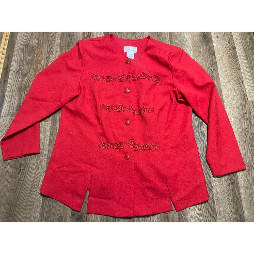 Pride & Joy Shirt, Women's 18W,  Red, Padded Shoulders, Button Up Long Sleeve